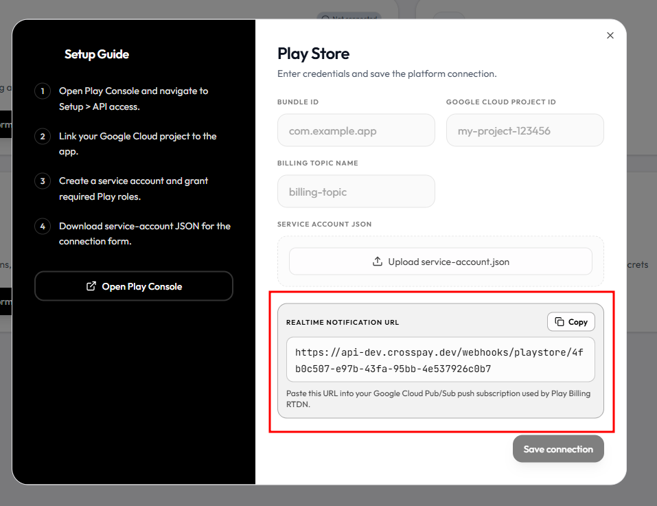 Crosspay PlayStore Integration