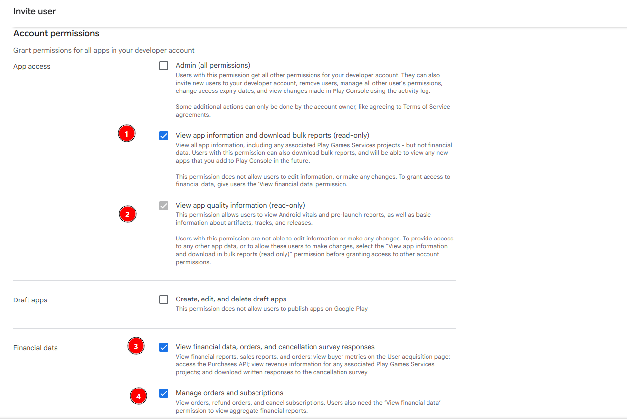 Service Account Permissions Google Play